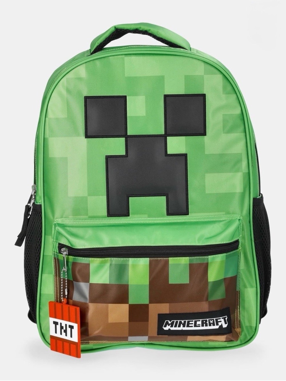 Green Minecraft Creeper School Backpack, 17” Polyester Book Bag